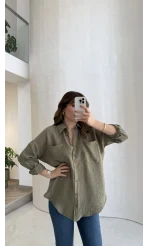 Cepli Uzun Gömlek - Haki - Kod: 2191