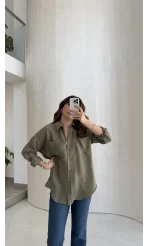 Cepli Uzun Gömlek - Haki - Kod: 2191