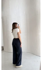 Lorenzo Beli Lastikli Modal Pantolon - Lacivert - Kod: 4044