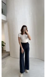 Lorenzo Beli Lastikli Modal Pantolon - Lacivert - Kod: 4044