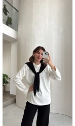 Uzun Kollu Fular Bağlamalı Takım - Siyah - Kod: 4126