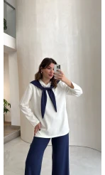 Uzun Kollu Fular Bağlamalı Takım - Lacivert - Kod: 4126