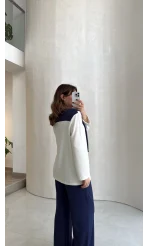 Uzun Kollu Fular Bağlamalı Takım - Lacivert - Kod: 4126