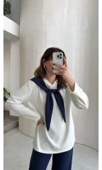 Uzun Kollu Fular Bağlamalı Takım - Lacivert - Kod: 4126