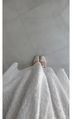 Şerit Püskül Detaylı Beli Lastikli Etek - Beyaz - Kod: 5072