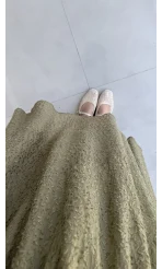 Şerit Püskül Detaylı Beli Lastikli Etek - Haki - Kod: 5072