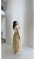 Püsküllü Beli Lastikli Etek - Yeşil - Kod: 5062