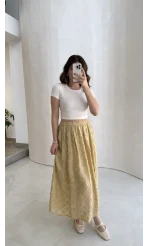 Püsküllü Beli Lastikli Etek - Yeşil - Kod: 5062