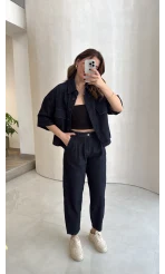 Bole Denim Kısa Ceket Pantolon Takım - Lacivert