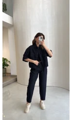 Bole Denim Kısa Ceket Pantolon Takım - Lacivert