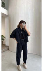 Bole Denim Kısa Ceket Pantolon Takım - Lacivert