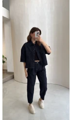 Bole Denim Kısa Ceket Pantolon Takım - Lacivert