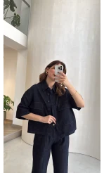 Bole Denim Kısa Ceket Pantolon Takım - Lacivert