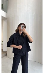 Bole Denim Kısa Ceket Pantolon Takım - Lacivert