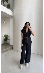 Ent Kemerli Kot Yelek Pantolon Takım - Lacivert - Kod: 9415