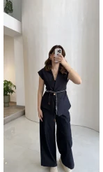 Ent Kemerli Kot Yelek Pantolon Takım - Lacivert - Kod: 9415