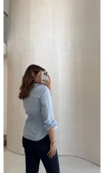 Dolly Beli Gipeli Gömlek - Mavi - Kod: 1000