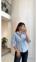 Dolly Beli Gipeli Gömlek - Mavi - Kod: 1000