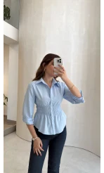 Dolly Beli Gipeli Gömlek - Mavi - Kod: 1000