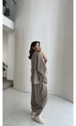 Sobremesa Pelerin Bluz- Pantolon Takım - Vizon - Kod: 51337