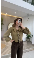 Bebe Yaka Çizgili Gömlek - Yeşil - Kod: 2048