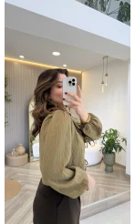 Bebe Yaka Çizgili Gömlek - Yeşil - Kod: 2048