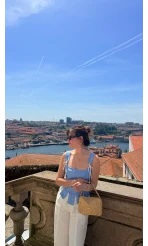 Korse Detay Askılı Crop Bluz - Mavi - Kod: 580930