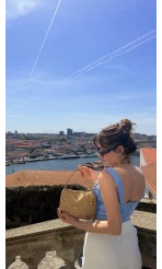 Korse Detay Askılı Crop Bluz - Mavi - Kod: 580930