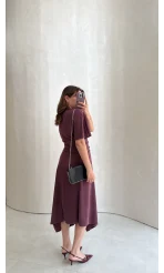 Flawless Modal Kumaş Asimetrik Kesim Etek Bluz Takım - Gül Kurusu - Kod: 0931