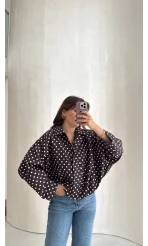 Dik Yaka Puantiyeli Bomber Ceket - Acı Kahve - Kod: 260994