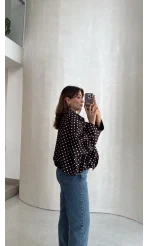 Dik Yaka Puantiyeli Bomber Ceket - Acı Kahve - Kod: 260994