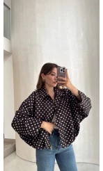 Dik Yaka Puantiyeli Bomber Ceket - Acı Kahve - Kod: 260994