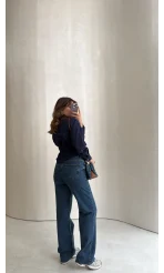 Bellamo Straight Lacivert Tonları Jean Pantolon - Kod: 1849