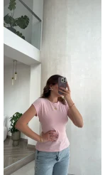 Sırtı Kancalı Bluz - Pembe - Kod: 1100