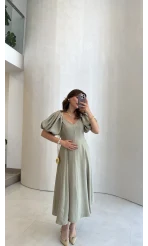 Bella Balon Kol Midi Boy Elbise - Mint - Kod: 2384