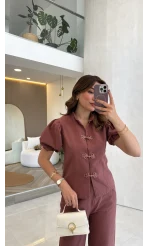 Napolyon Ceket Pantolon Takım - Kiremit - Kod: 9149