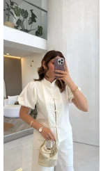 Napolyon Ceket Pantolon Takım - Ekru - Kod: 9149