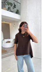 Modal T-shirt - Kahverengi - Kod: 1069