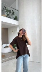 Modal T-shirt - Kahverengi - Kod: 1069