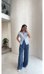 Solenne Bol Paça Modal Pantolon - İndigo - Kod: 51113