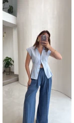 Solenne Bol Paça Modal Pantolon - İndigo - Kod: 51113