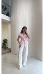 Solenne Bol Paça Modal Pantolon - Beyaz - Kod: 51113