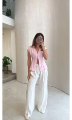 Solenne Bol Paça Modal Pantolon - Beyaz - Kod: 51113
