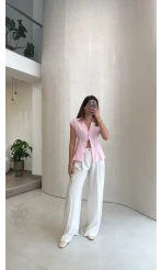 Solenne Bol Paça Modal Pantolon - Beyaz - Kod: 51113
