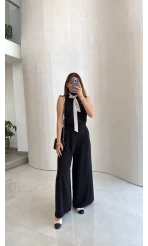 Amanda Fular Bağlamalı Takım - Siyah - Kod: 9163