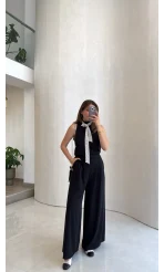 Amanda Fular Bağlamalı Takım - Siyah - Kod: 9163