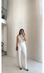 Amanda Fular Bağlamalı Takım - Beyaz - Kod: 9163