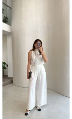 Amanda Fular Bağlamalı Takım - Beyaz - Kod: 9163