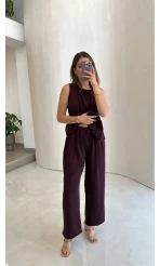 Linda Yelek Pantolon Takım - Bordo - Kod: 8128