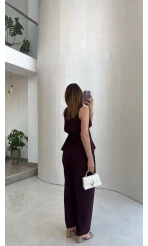 Linda Yelek Pantolon Takım - Bordo - Kod: 8128